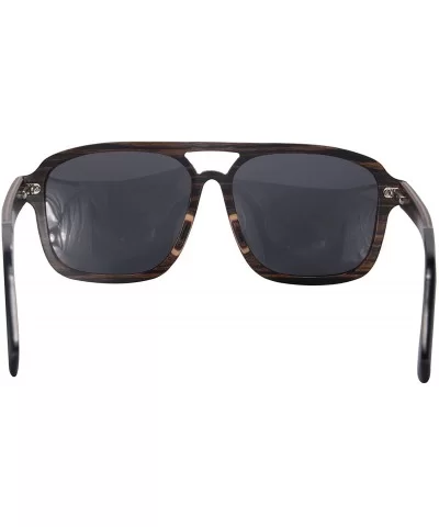 Oversized Wood Sunglasses for Men Designed in Switzerland Mirror Lenses-SH73002 - Ebony - C012GG032VX $22.60 Square