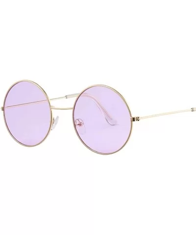 Women Round Sunglasses Fashion Vintage Metal Frame Ocean Sun Glasses Shade Oval Female Eyewear - CN198ZTO88X $27.01 Goggle