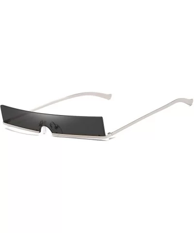 Trendy Tiny Rimless Rectangle Sunglasses Slim Rectangular - Black - C018QCA9YTN $9.22 Oval