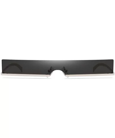 Trendy Tiny Rimless Rectangle Sunglasses Slim Rectangular - Black - C018QCA9YTN $9.22 Oval