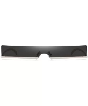 Trendy Tiny Rimless Rectangle Sunglasses Slim Rectangular - Black - C018QCA9YTN $9.22 Oval