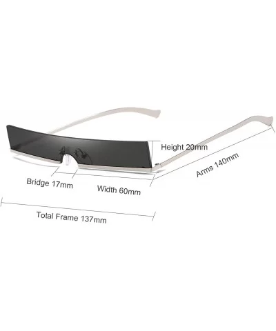 Trendy Tiny Rimless Rectangle Sunglasses Slim Rectangular - Black - C018QCA9YTN $9.22 Oval