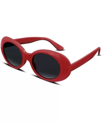 Clout Goggles Kurt Cobain Sunglasses Retro Oval Women Sunglasses B2253 - Red - CI185I9LGTA $5.52 Shield