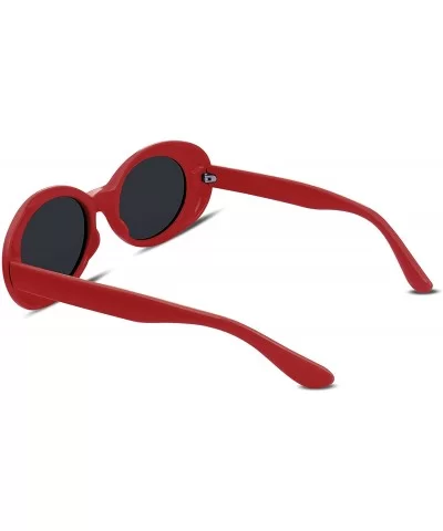 Clout Goggles Kurt Cobain Sunglasses Retro Oval Women Sunglasses B2253 - Red - CI185I9LGTA $5.52 Shield