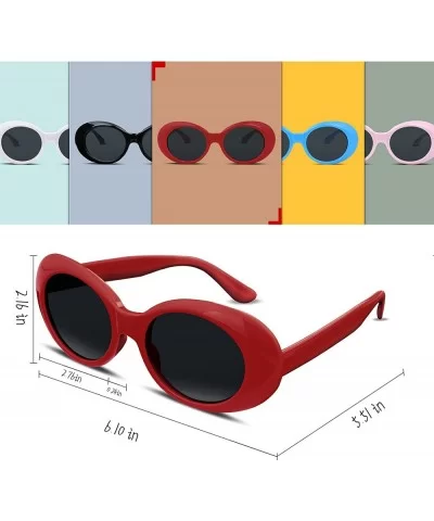 Clout Goggles Kurt Cobain Sunglasses Retro Oval Women Sunglasses B2253 - Red - CI185I9LGTA $5.52 Shield