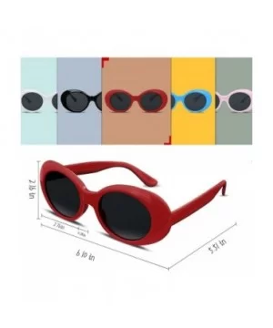 Clout Goggles Kurt Cobain Sunglasses Retro Oval Women Sunglasses B2253 - Red - CI185I9LGTA $5.52 Shield