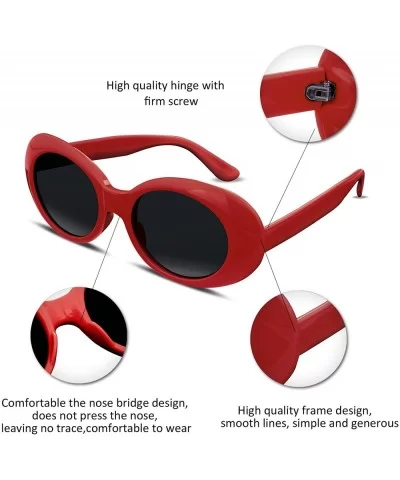 Clout Goggles Kurt Cobain Sunglasses Retro Oval Women Sunglasses B2253 - Red - CI185I9LGTA $5.52 Shield