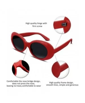 Clout Goggles Kurt Cobain Sunglasses Retro Oval Women Sunglasses B2253 - Red - CI185I9LGTA $5.52 Shield