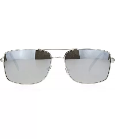 Mens Rectangular Racer Officer Pilots Metal Rim Agent Sunglasses - Silver Mirror - CM18OA3XH57 $5.82 Rectangular