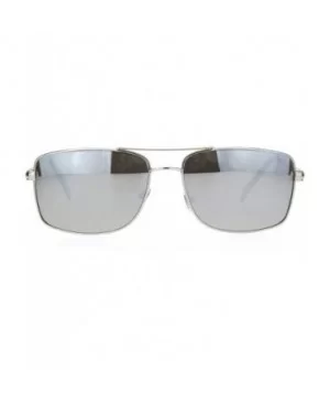 Mens Rectangular Racer Officer Pilots Metal Rim Agent Sunglasses - Silver Mirror - CM18OA3XH57 $5.82 Rectangular