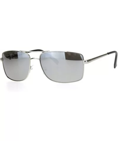 Mens Rectangular Racer Officer Pilots Metal Rim Agent Sunglasses - Silver Mirror - CM18OA3XH57 $5.82 Rectangular