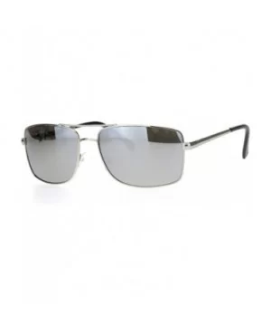 Mens Rectangular Racer Officer Pilots Metal Rim Agent Sunglasses - Silver Mirror - CM18OA3XH57 $5.82 Rectangular