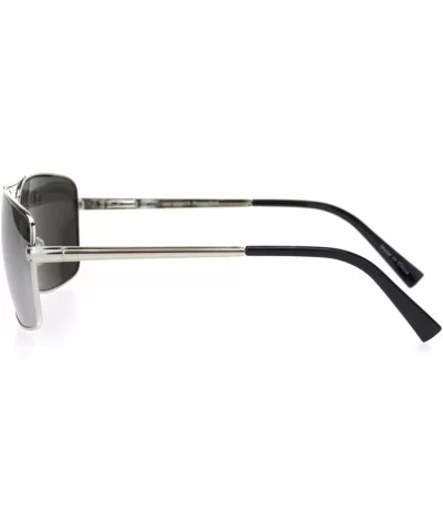 Mens Rectangular Racer Officer Pilots Metal Rim Agent Sunglasses - Silver Mirror - CM18OA3XH57 $5.82 Rectangular