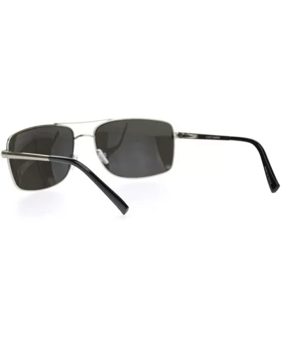 Mens Rectangular Racer Officer Pilots Metal Rim Agent Sunglasses - Silver Mirror - CM18OA3XH57 $5.82 Rectangular