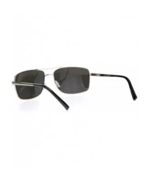 Mens Rectangular Racer Officer Pilots Metal Rim Agent Sunglasses - Silver Mirror - CM18OA3XH57 $5.82 Rectangular