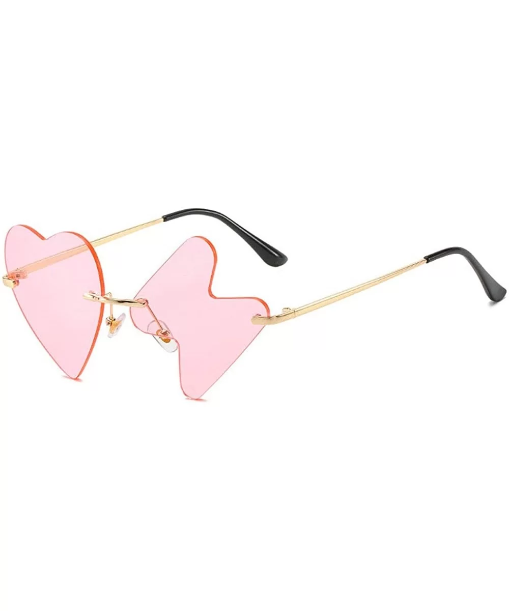 Fashion Women Love Heart Shaped Sunglasses Vintage frameless sunglasses men's Red Yellow Chic unique sun glasses - CG198R6O4Z...