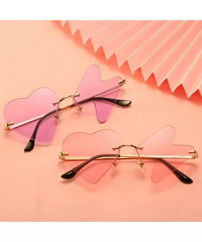 Fashion Women Love Heart Shaped Sunglasses Vintage frameless sunglasses men's Red Yellow Chic unique sun glasses - CG198R6O4Z...