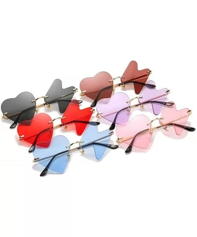 Fashion Women Love Heart Shaped Sunglasses Vintage frameless sunglasses men's Red Yellow Chic unique sun glasses - CG198R6O4Z...