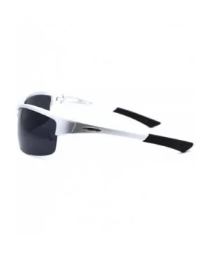 Mens Rectangular Half Rim Sport Plastic Sunglasses - Silver Black - CB193YLUGKX $6.44 Rectangular