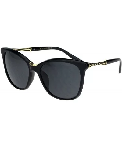 Womens Large Cat Eye Designer Plastic Fashion Luxury Sunglasses - All Black - CB18K753ERI $8.92 Cat Eye