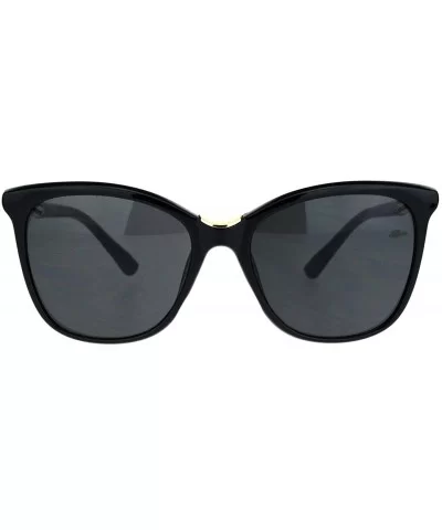 Womens Large Cat Eye Designer Plastic Fashion Luxury Sunglasses - All Black - CB18K753ERI $8.92 Cat Eye