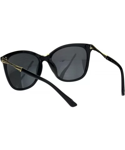 Womens Large Cat Eye Designer Plastic Fashion Luxury Sunglasses - All Black - CB18K753ERI $8.92 Cat Eye