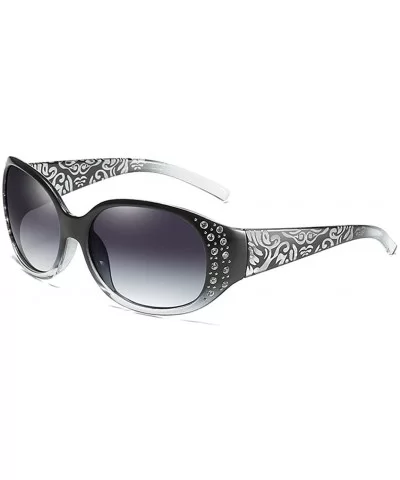 Anti Glare HD Polarized Womens Rhinestone Sunglasses Floral Eyewear - Gray - CD18UU09RUG $11.13 Rectangular