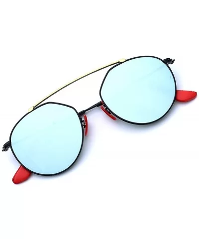 Italy made Bridge Sunglasses Corning natural Glass lens Genuine Leather Arms - C6180E3MX2D $39.41 Oversized