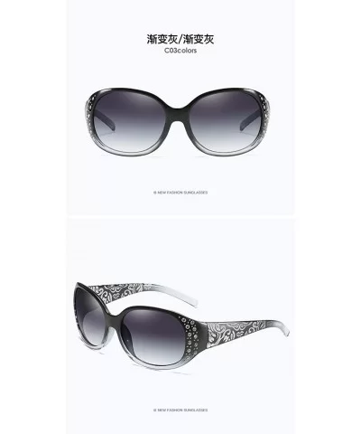 Anti Glare HD Polarized Womens Rhinestone Sunglasses Floral Eyewear - Gray - CD18UU09RUG $11.13 Rectangular