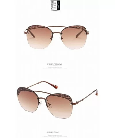 New Ladies Sunglasses Retro Hollow Eyebrow Sunglasses Fashion New Half-Frame Sunglasses - CC18SWIL0DD $27.13 Sport