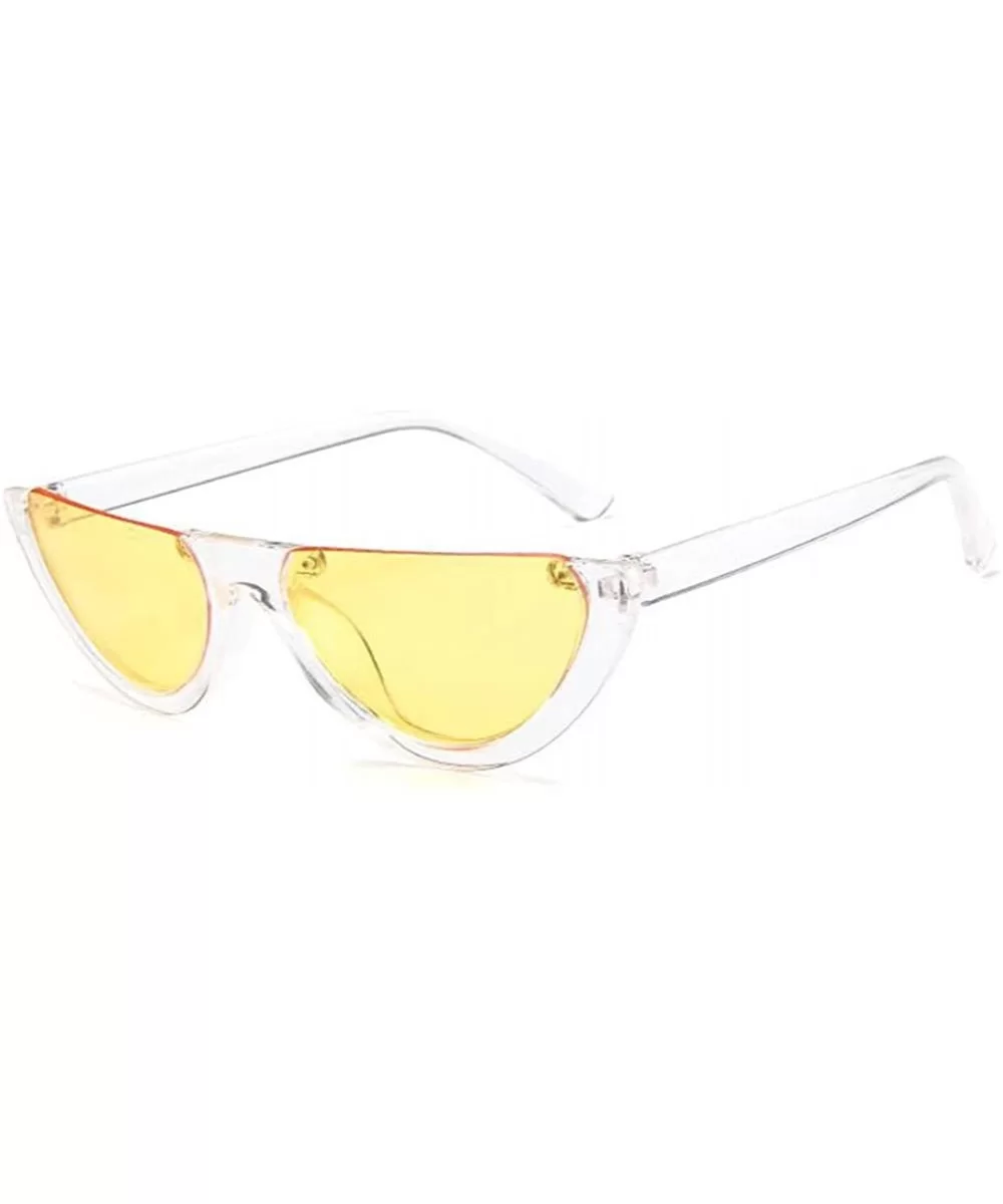 Mod Style Cat Eye Sunglasses Vintage Retro Half Frame Design Eyewear - Yellow - CC189U7A48Q $16.13 Cat Eye