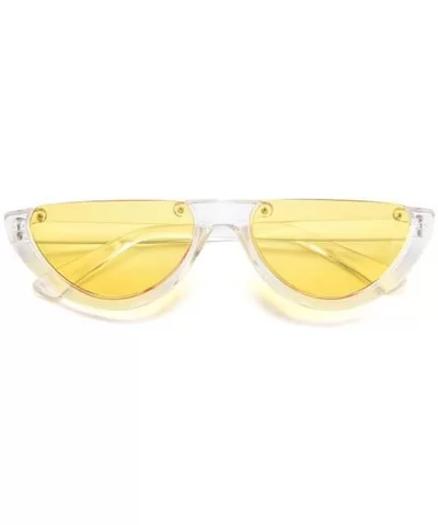 Mod Style Cat Eye Sunglasses Vintage Retro Half Frame Design Eyewear - Yellow - CC189U7A48Q $16.13 Cat Eye