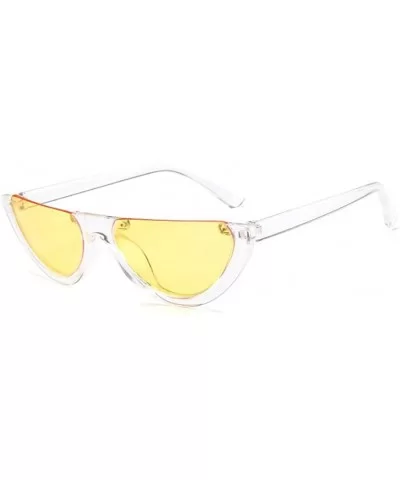 Mod Style Cat Eye Sunglasses Vintage Retro Half Frame Design Eyewear - Yellow - CC189U7A48Q $16.13 Cat Eye