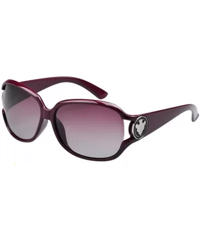 Women Vintage oval Polarized Sunglasses Oversized Sun Glasses - Wine Red - C417YTG0MLW $8.24 Oversized