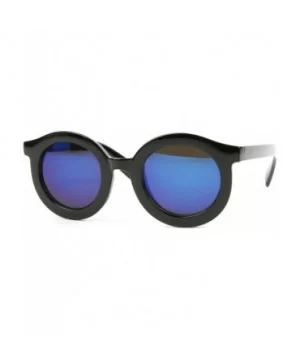 Vintage Thick Rimmed Round Sunglasses P2178 (Black-BlueMirror Lens) - C3122B5RHB3 $7.49 Round