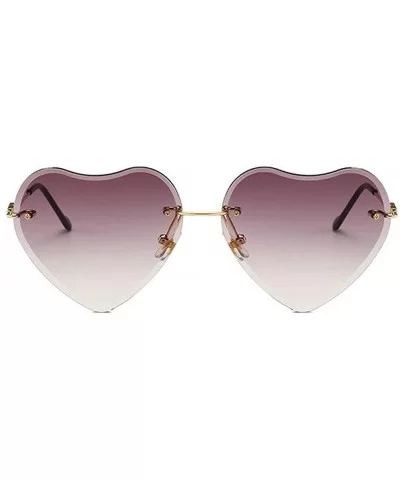 New Fashion Rimless Unisex Heart shaped UV protection sunglasses - Grey - CL18HHYSXT5 $9.90 Rimless