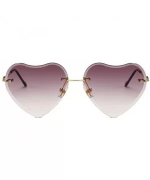 New Fashion Rimless Unisex Heart shaped UV protection sunglasses - Grey - CL18HHYSXT5 $9.90 Rimless