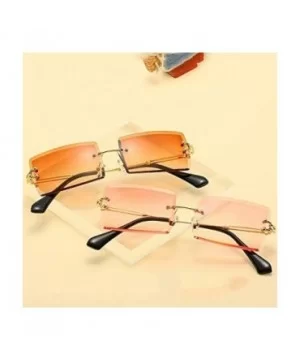 Fashion Popular Rimless Rectangle Sunglasses Women Men Shades Alloy Glasses UV400 (Lenses Color Gold Brown) - CR190HEHO3W $23...