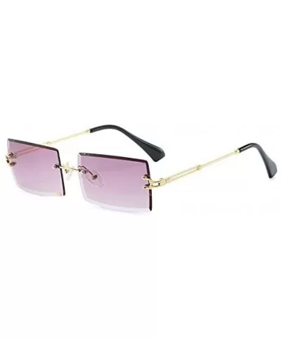 Fashion Popular Rimless Rectangle Sunglasses Women Men Shades Alloy Glasses UV400 (Lenses Color Gold Brown) - CR190HEHO3W $23...