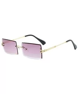 Fashion Popular Rimless Rectangle Sunglasses Women Men Shades Alloy Glasses UV400 (Lenses Color Gold Brown) - CR190HEHO3W $23...