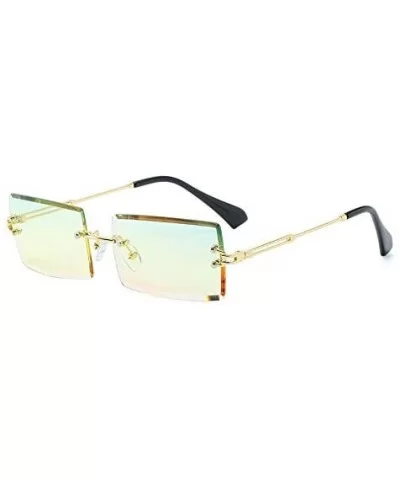 Fashion Popular Rimless Rectangle Sunglasses Women Men Shades Alloy Glasses UV400 (Lenses Color Gold Brown) - CR190HEHO3W $23...