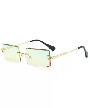 Fashion Popular Rimless Rectangle Sunglasses Women Men Shades Alloy Glasses UV400 (Lenses Color Gold Brown) - CR190HEHO3W $23...