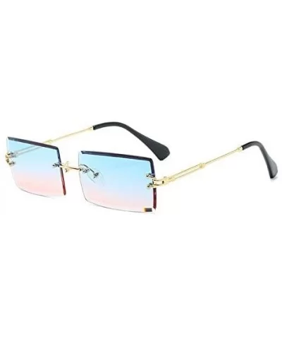 Fashion Popular Rimless Rectangle Sunglasses Women Men Shades Alloy Glasses UV400 (Lenses Color Gold Brown) - CR190HEHO3W $23...