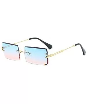 Fashion Popular Rimless Rectangle Sunglasses Women Men Shades Alloy Glasses UV400 (Lenses Color Gold Brown) - CR190HEHO3W $23...