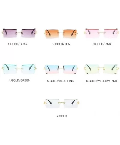 Fashion Popular Rimless Rectangle Sunglasses Women Men Shades Alloy Glasses UV400 (Lenses Color Gold Brown) - CR190HEHO3W $23...