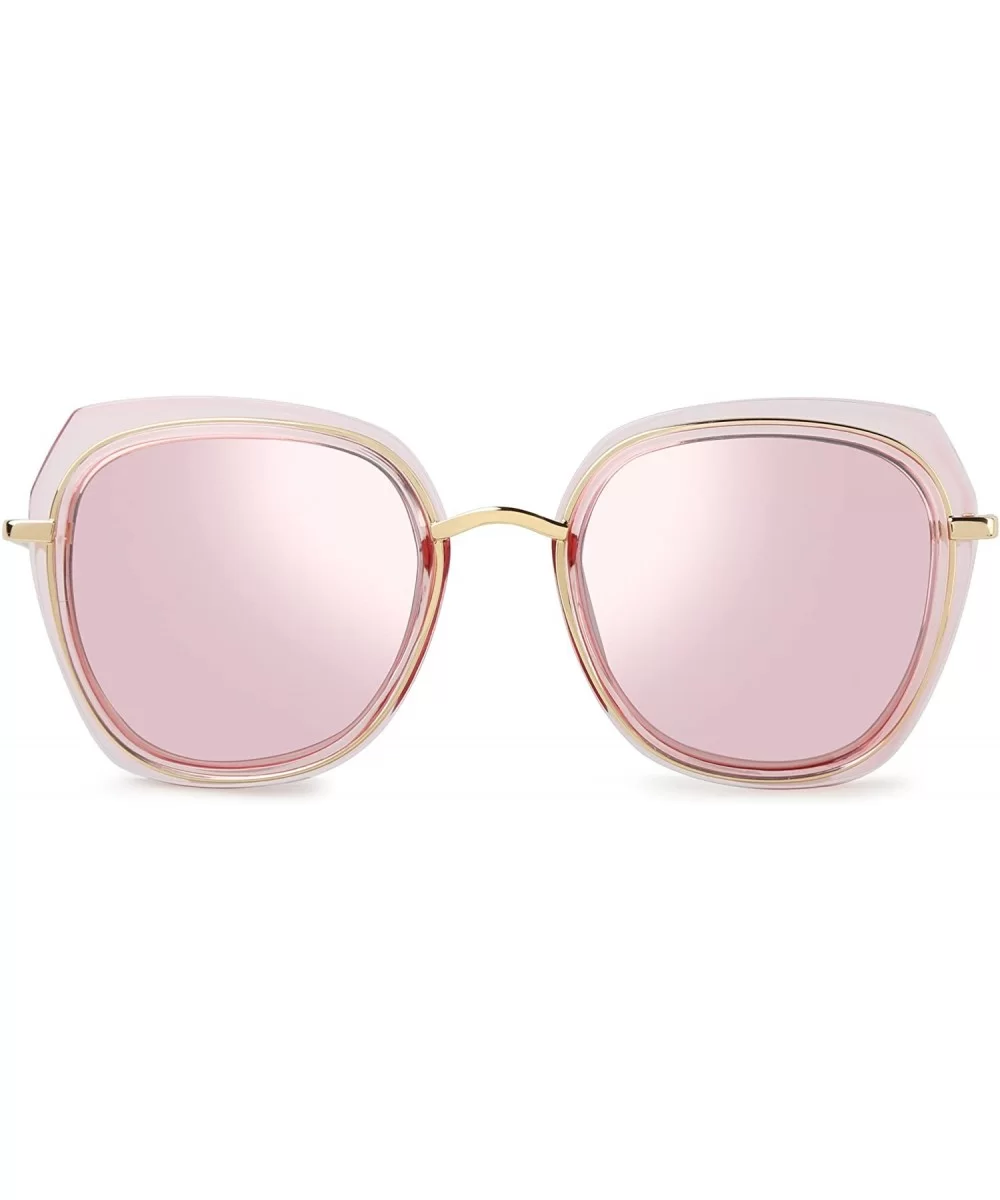 Fashion Polarized Design Sunglasses for Women UV400 Mirrored LensR00346 - Pink - CQ18GG3C0IR $35.22 Rectangular