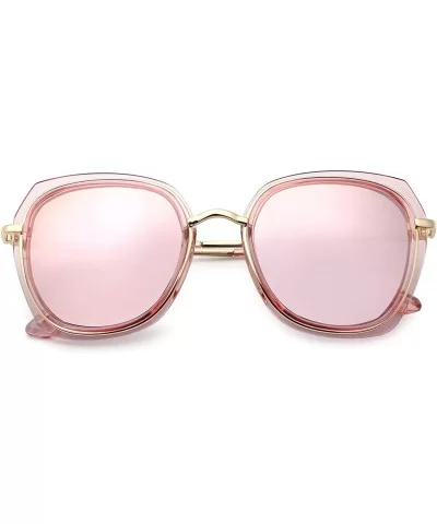 Fashion Polarized Design Sunglasses for Women UV400 Mirrored LensR00346 - Pink - CQ18GG3C0IR $35.22 Rectangular