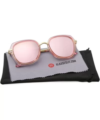 Fashion Polarized Design Sunglasses for Women UV400 Mirrored LensR00346 - Pink - CQ18GG3C0IR $35.22 Rectangular