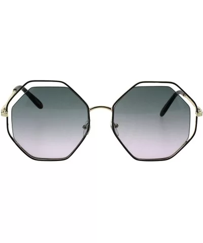 Womens Expose Lens Octagonal Metal Rim Hippie Retro Sunglasses - Brown Gold Black Pink - CS18EHR9RXY $11.67 Rectangular