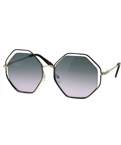 Womens Expose Lens Octagonal Metal Rim Hippie Retro Sunglasses - Brown Gold Black Pink - CS18EHR9RXY $11.67 Rectangular